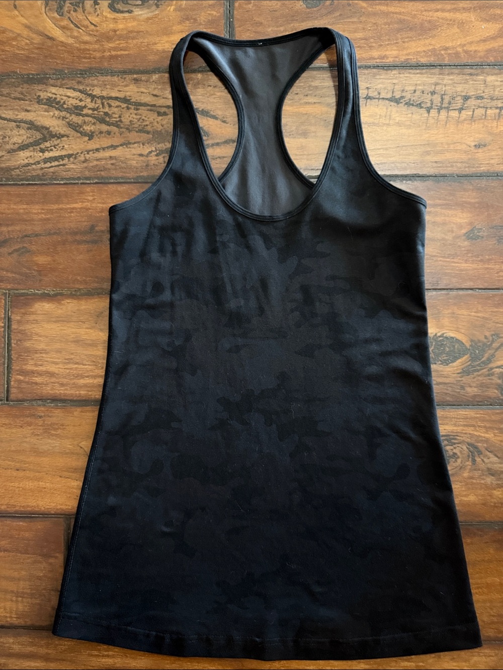 lululemon athletica Like new Black Racerback Tank with Subtle Camo Texture